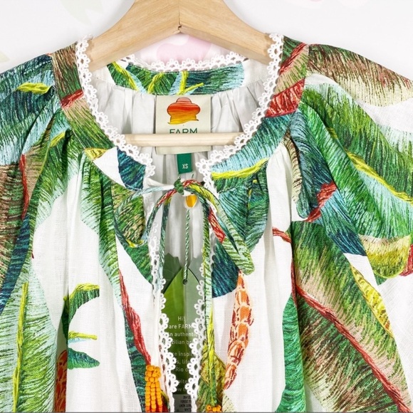 NEW FARM Rio Forest Palm Tropical Linen Jumpsuit XS - Picture 10 of 16